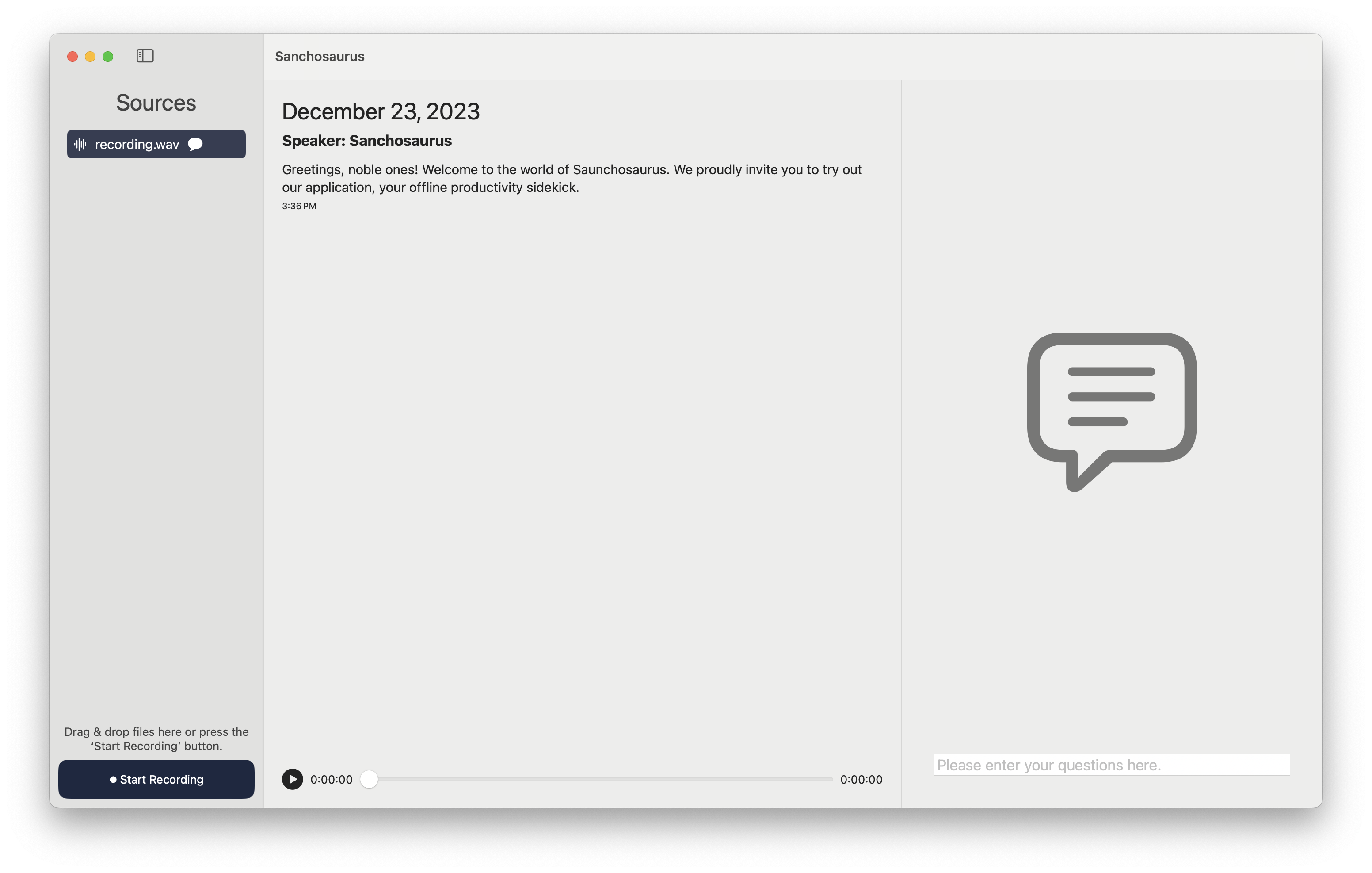 Screenshot of Sanchosaurus for MacOS